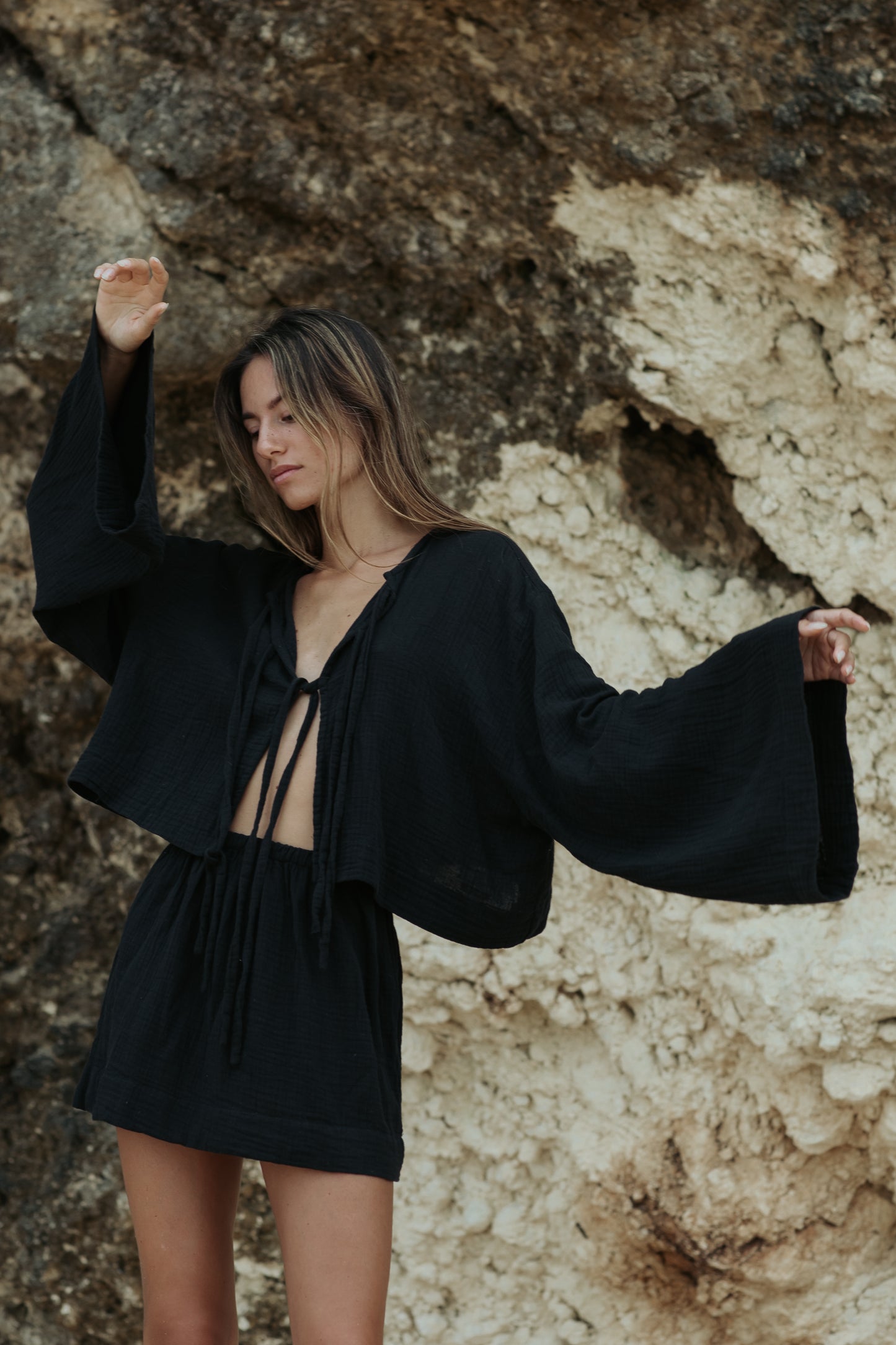 MAYA Tie Top - Ebony