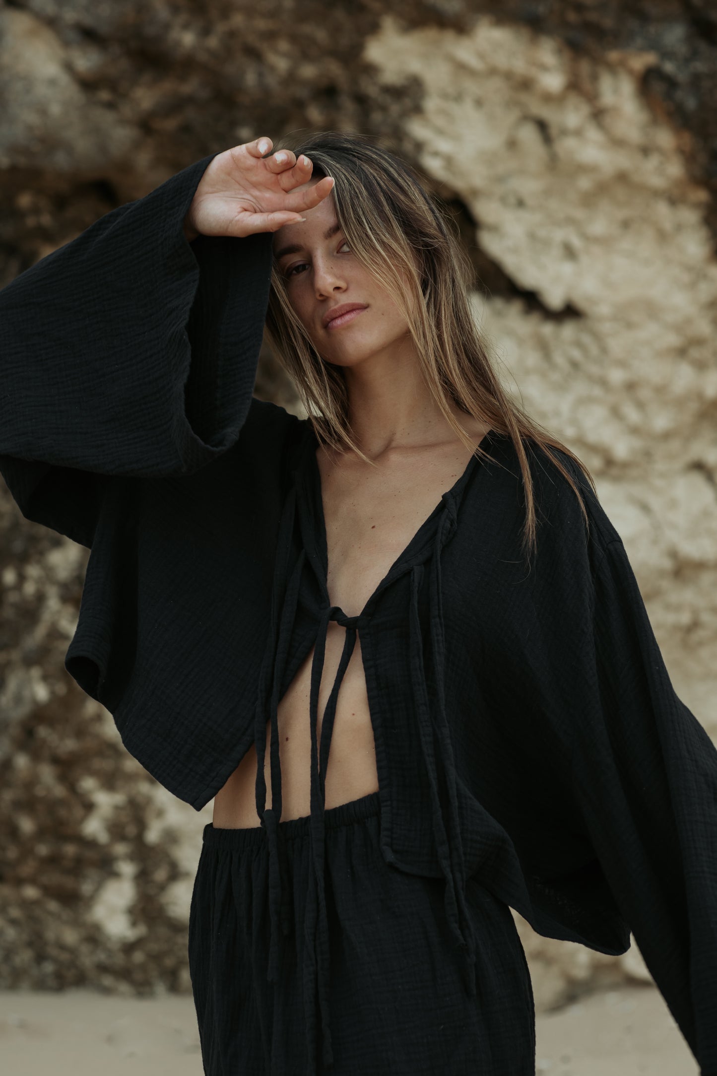 MAYA Tie Top - Ebony