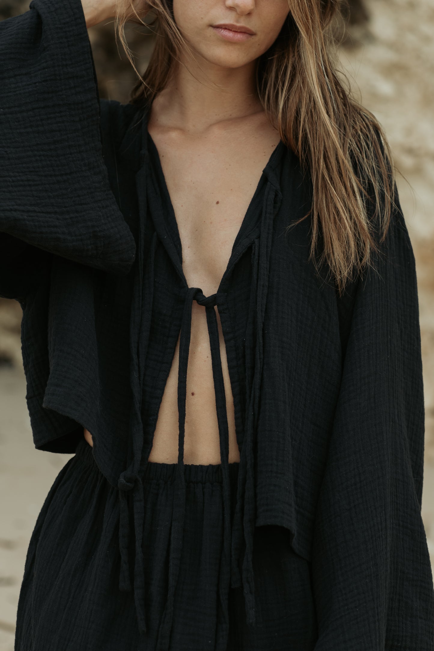 MAYA Tie Top - Ebony